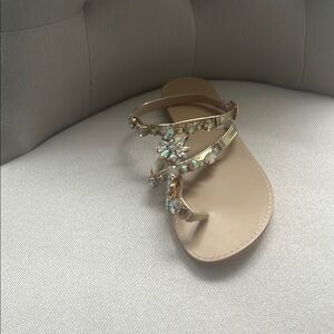 Elegant Gold Embellished Women's Sandals